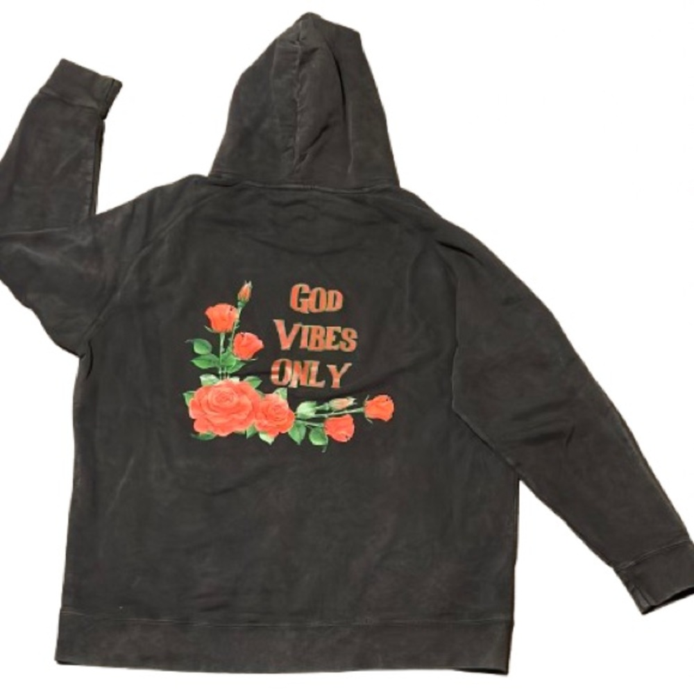 Vintage Black God Vibes Only Raglan Hooded Sweatshirts from God Got Me